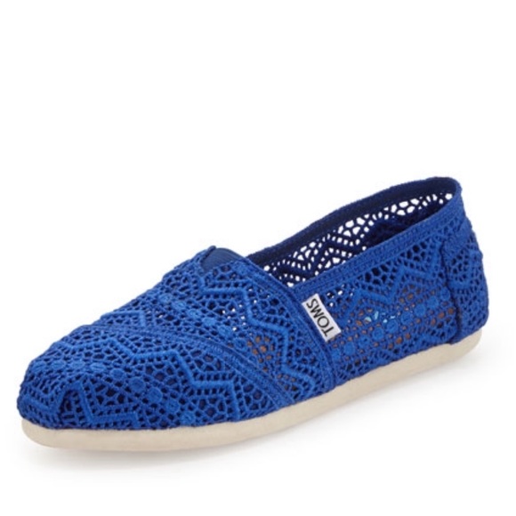 Toms Shoes - LIKE NEW TOMS CLASSIC COBALT BLUE CROCHET SLIP ONS